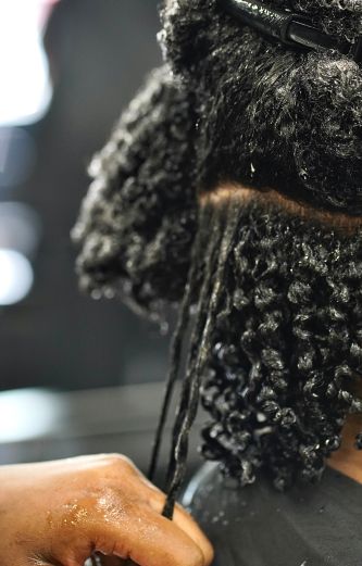 Close-up of clean, well-formed loc texture